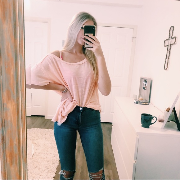 Free People Tops - NEW Free People Cold Shoulder Oversized Tee XSMALL